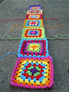 My groovyghan granny squares, all in a row
