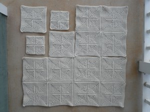 One view of all of the textured squares thus far