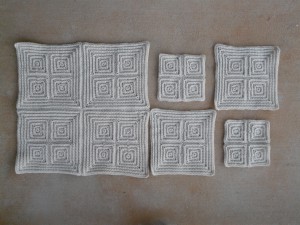 Six completed medium squares and the centers of two medium squares-to-be