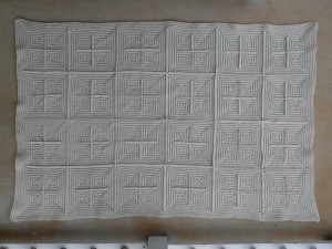 The back of the completed textured squares afghan