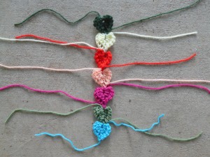 Multi-colored strand of hearts