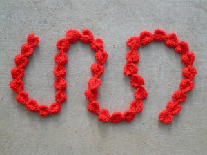 A string/strand of hot red hearts